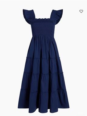 Hill House Home “Ellie Nap Dress” Navy Smocked Midi Dress | Size M